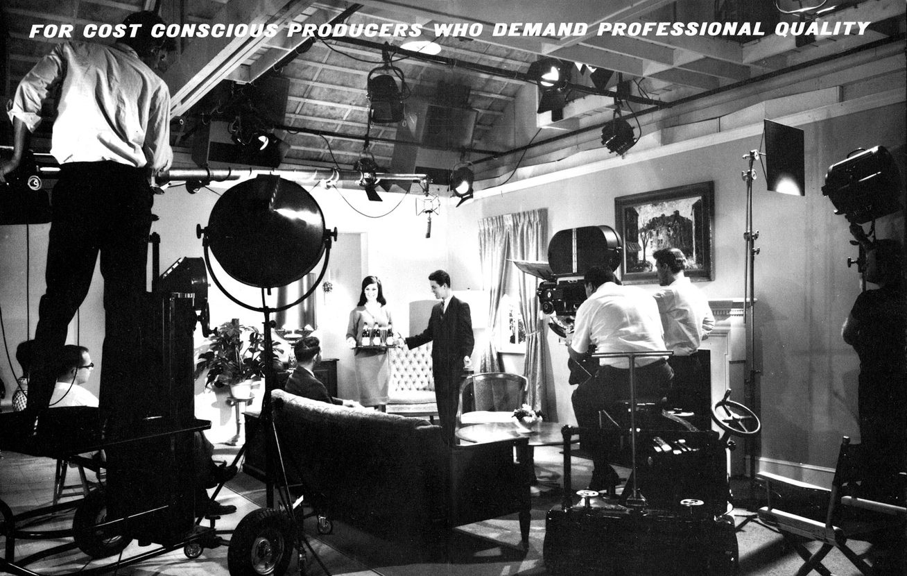 A 1960s film studio crew shooting a commercial