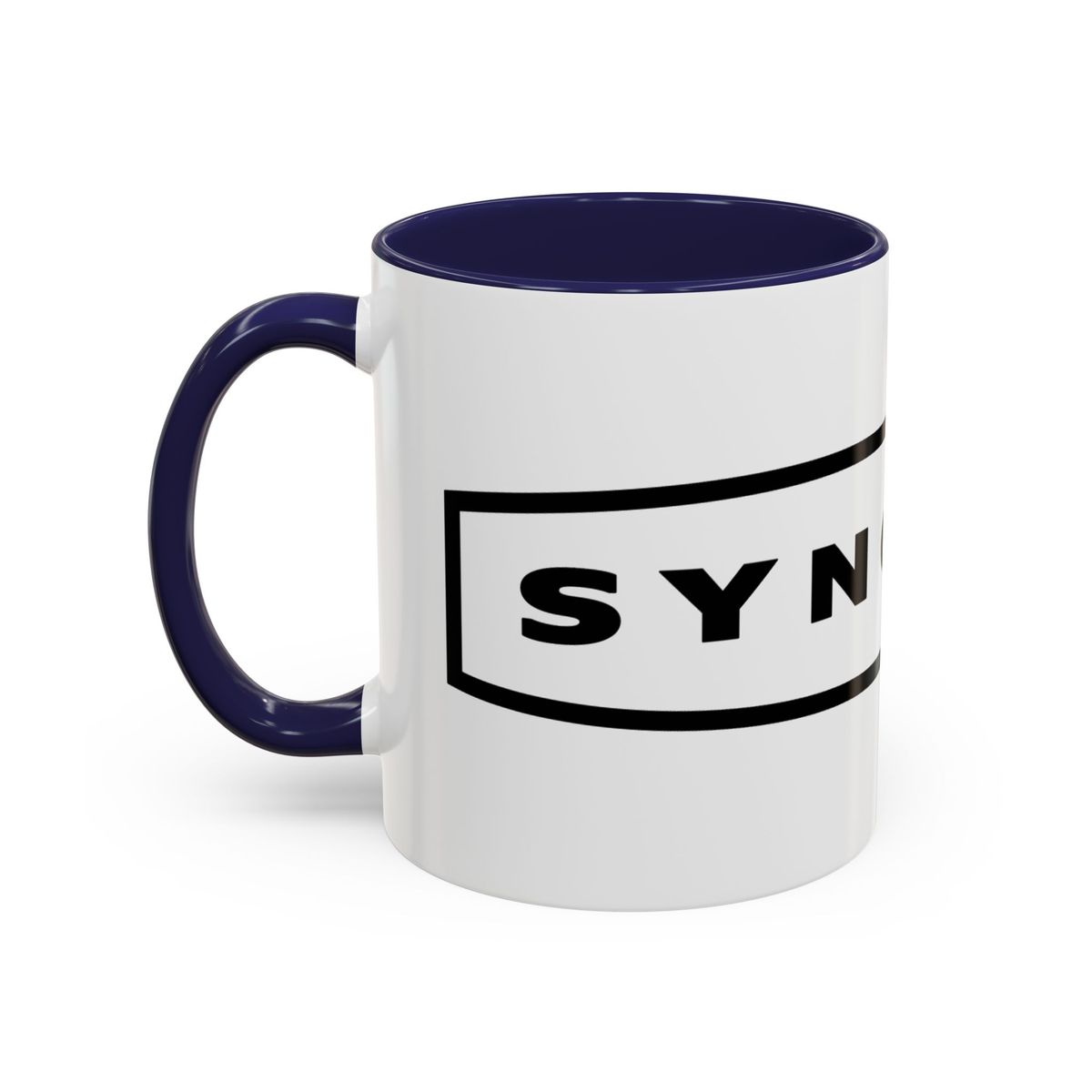 SYNCRØN Logo Accent Coffee Mug — Black-Trim Ceramic 11oz